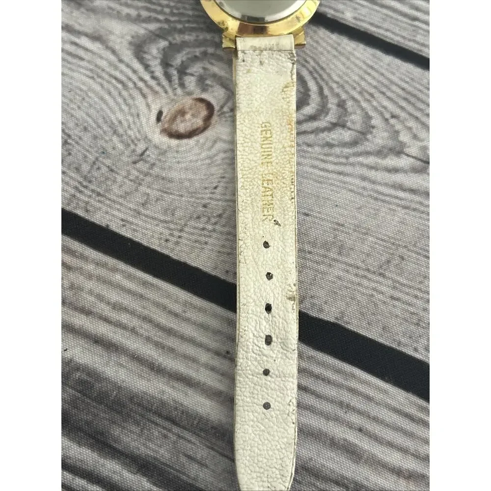 Vienna Gold Tone White Band Women’s Quartz Watch